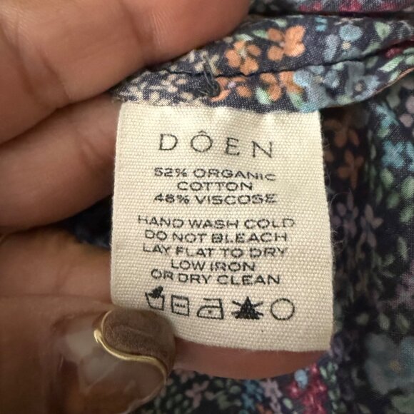 Doen The Rose Ladybird Floral Oversized Peasant Blouse Womens Size Medium - Picture 7 of 7